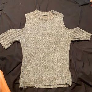 cropped,  high neck, dressy t-shirt